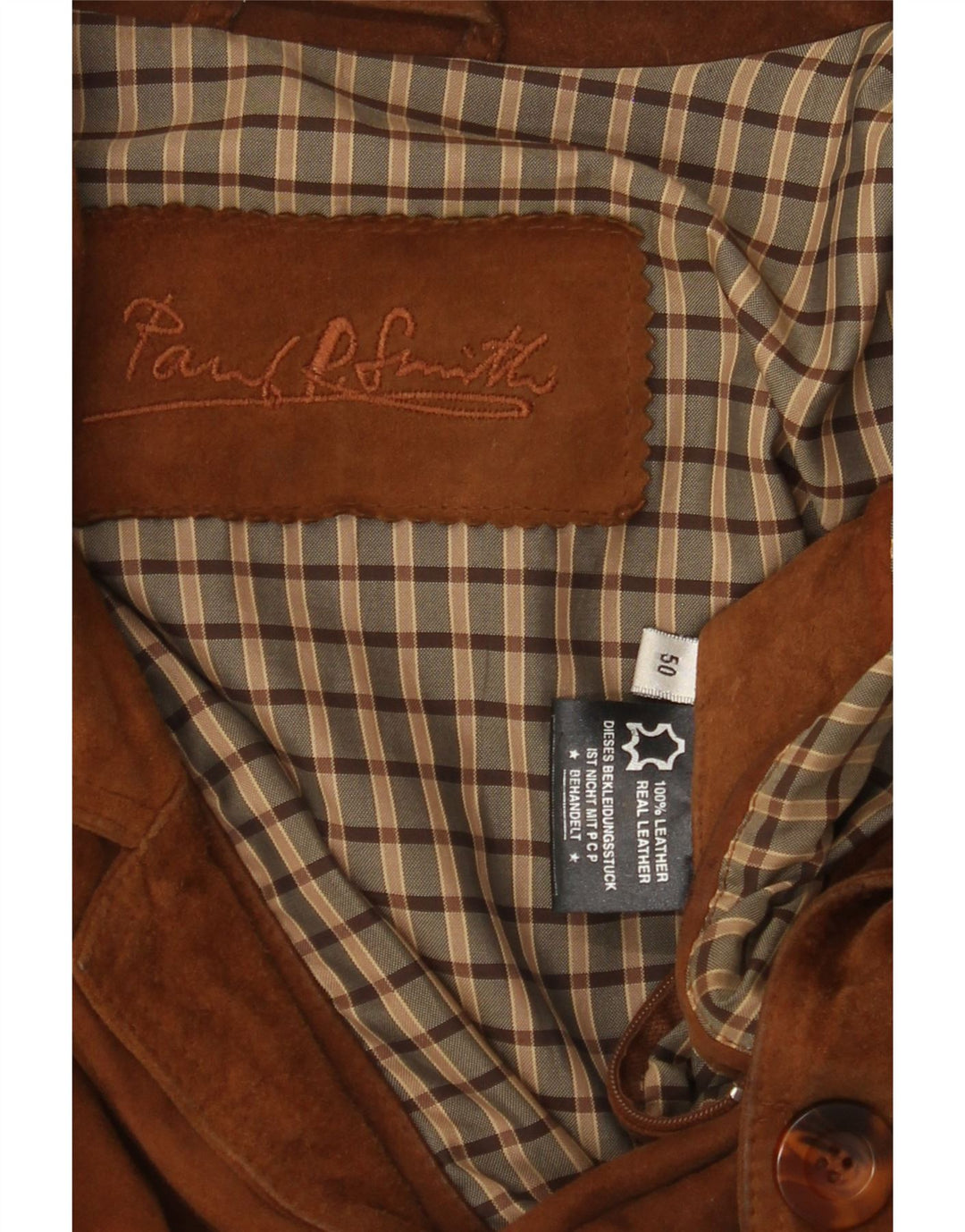 PAUL SMITH Herren Wildlederjacke IT 50 Großes braunes Leder