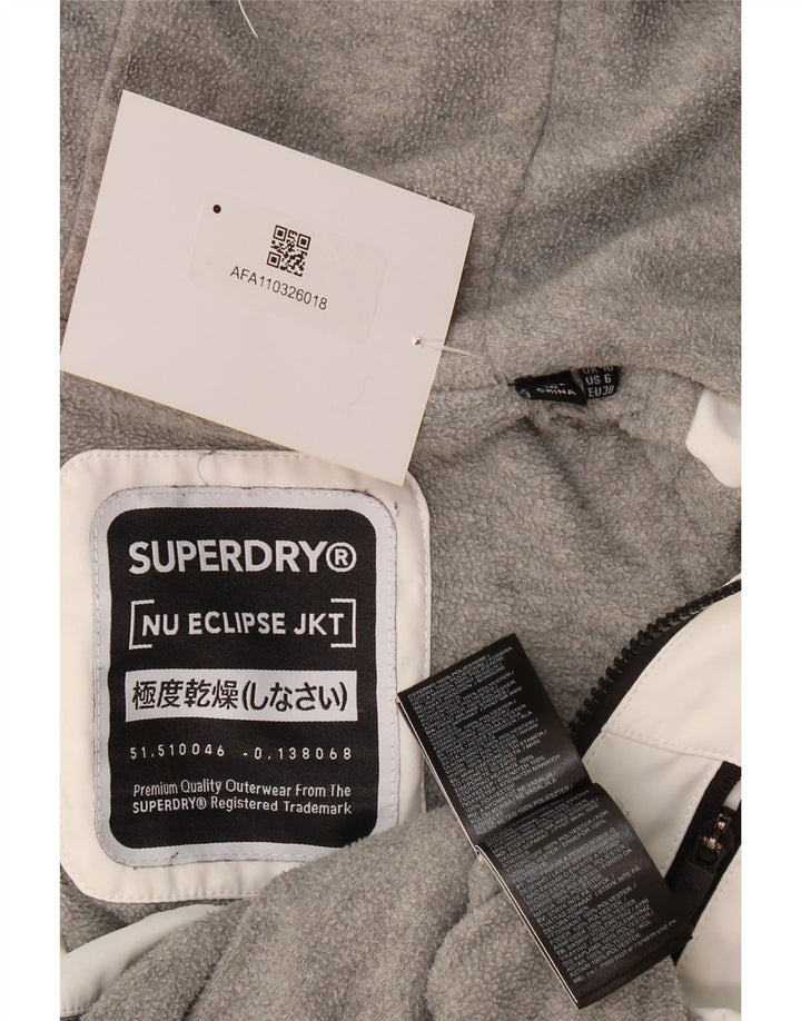 Superdry Damen-Windbreaker-Jacke mit Kapuze, übergroß, Gr. 10, Weiß