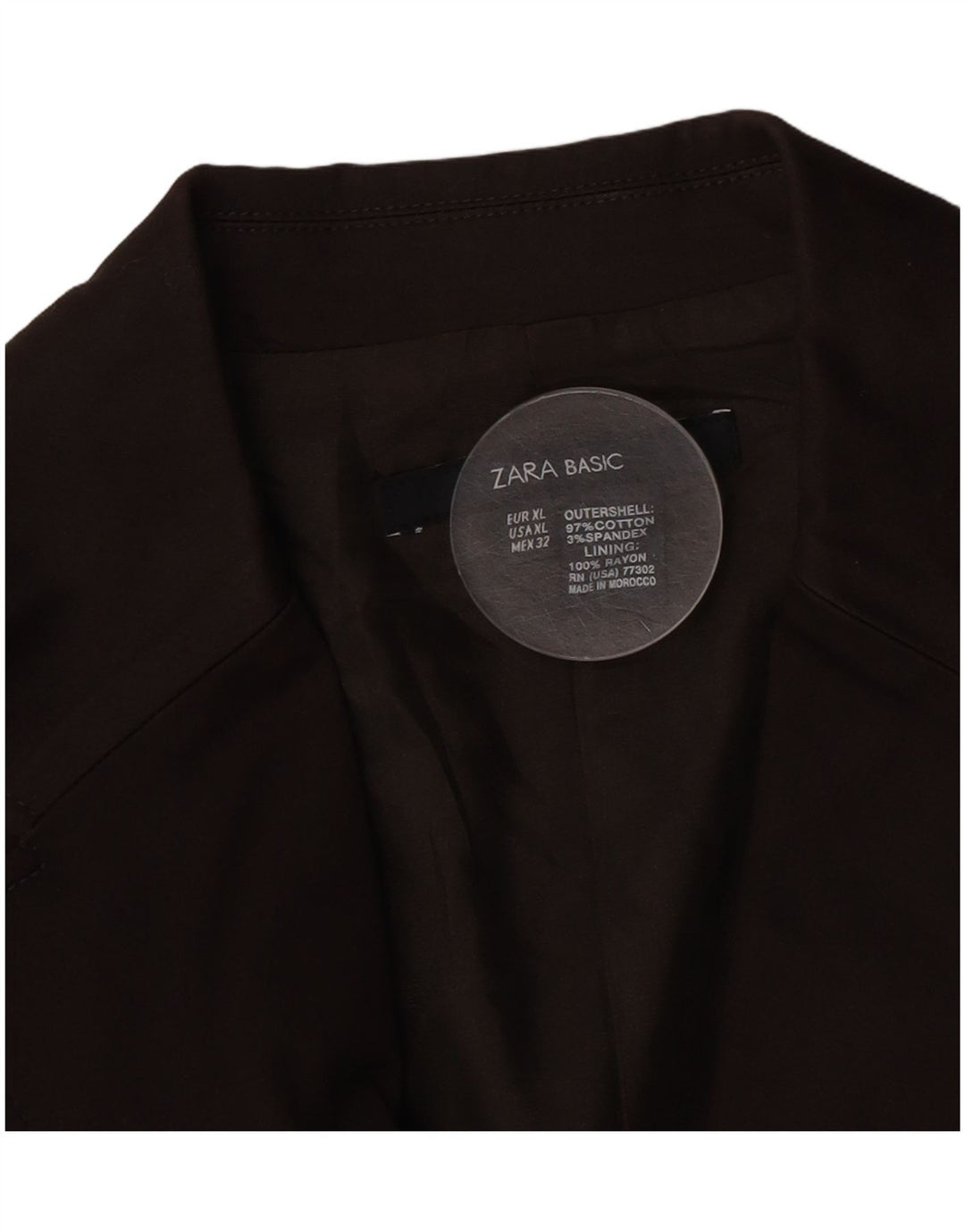Zara Damen 2-Knopf-Blazerjacke UK 18 XL Braune Baumwolle