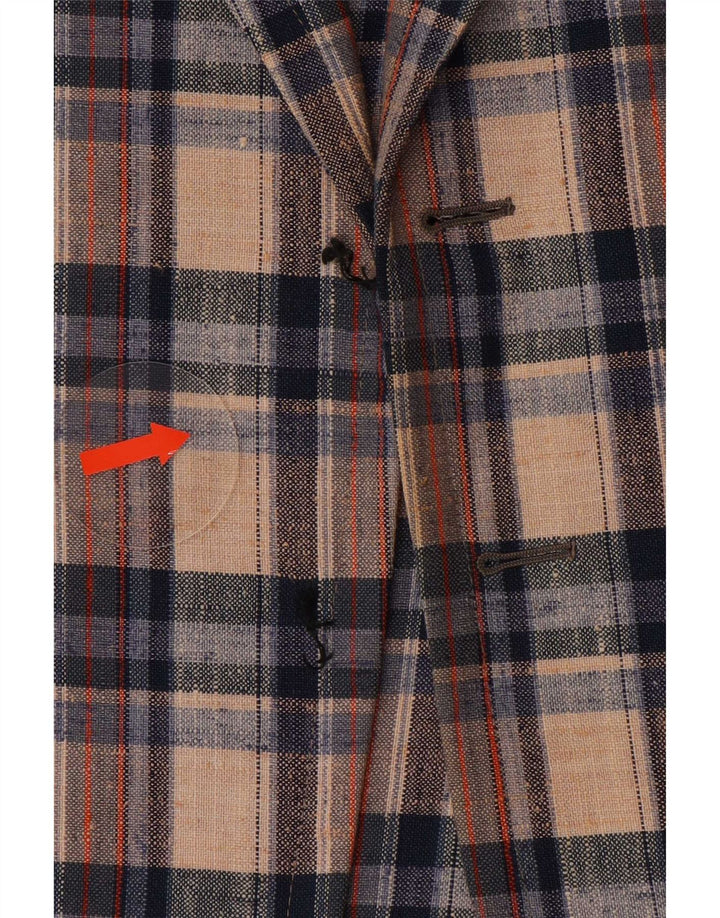 Vintage Herren offene Blazerjacke IT 46 Kleiner mehrfarbiger Karo