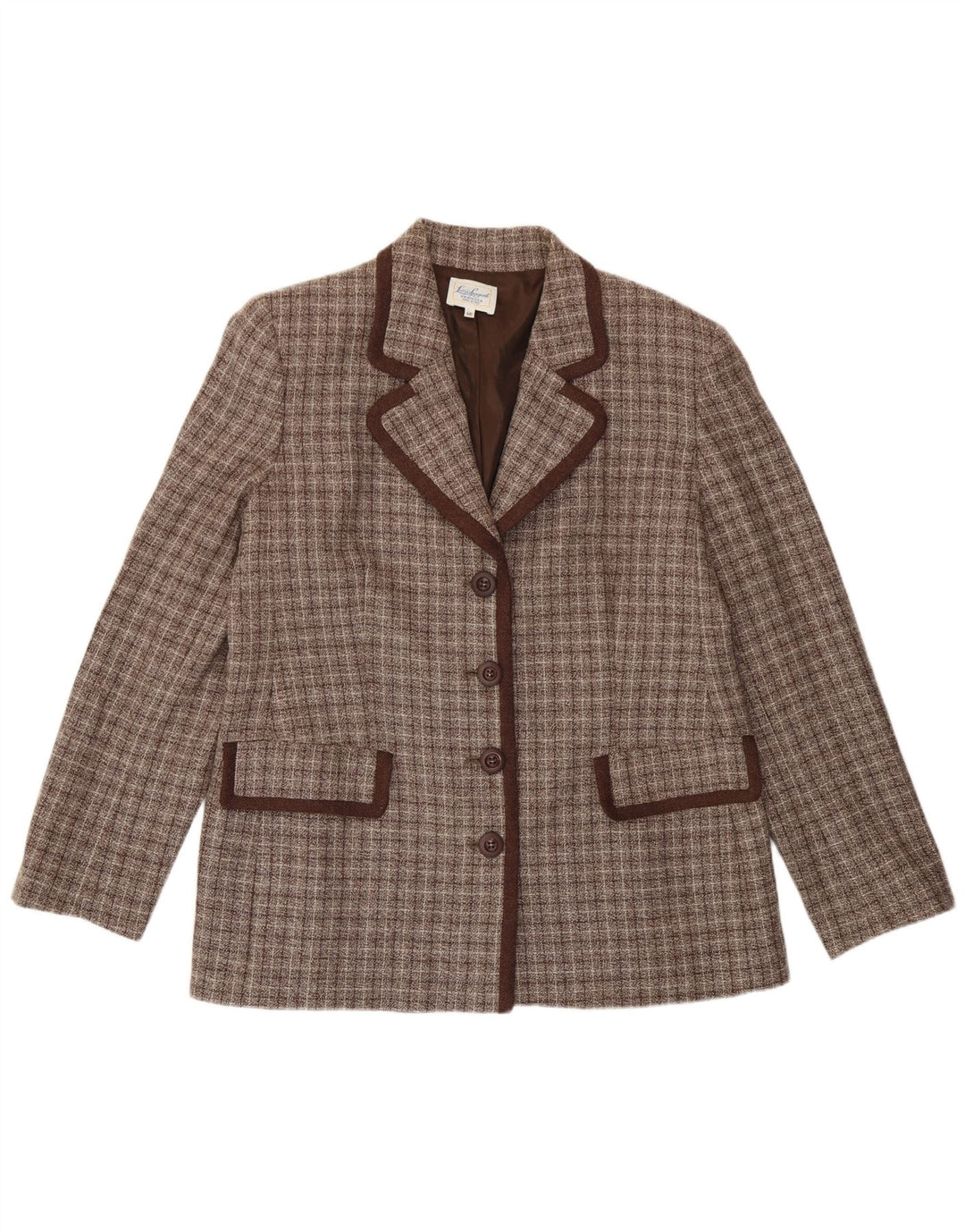 Luisa Spagnoli Damen 4-Knopf-Blazerjacke IT 46 Großer brauner Karo
