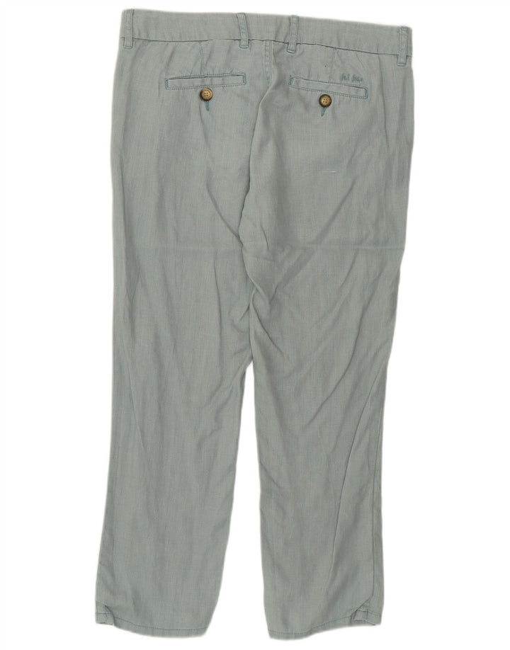 FAT FACE Damen-Freizeithose, gerade, UK 10, Größe S, W32, L25, grünes Leinen