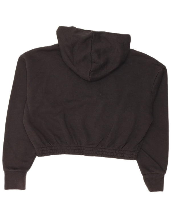 Nike Womens Crop Graphic Hoodie Pullover UK 14 Mittelschwarze Baumwolle