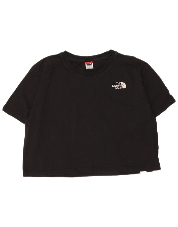 The North Face Damen Crop Graphic T-Shirt Top UK 16 Large Schwarz Baumwolle