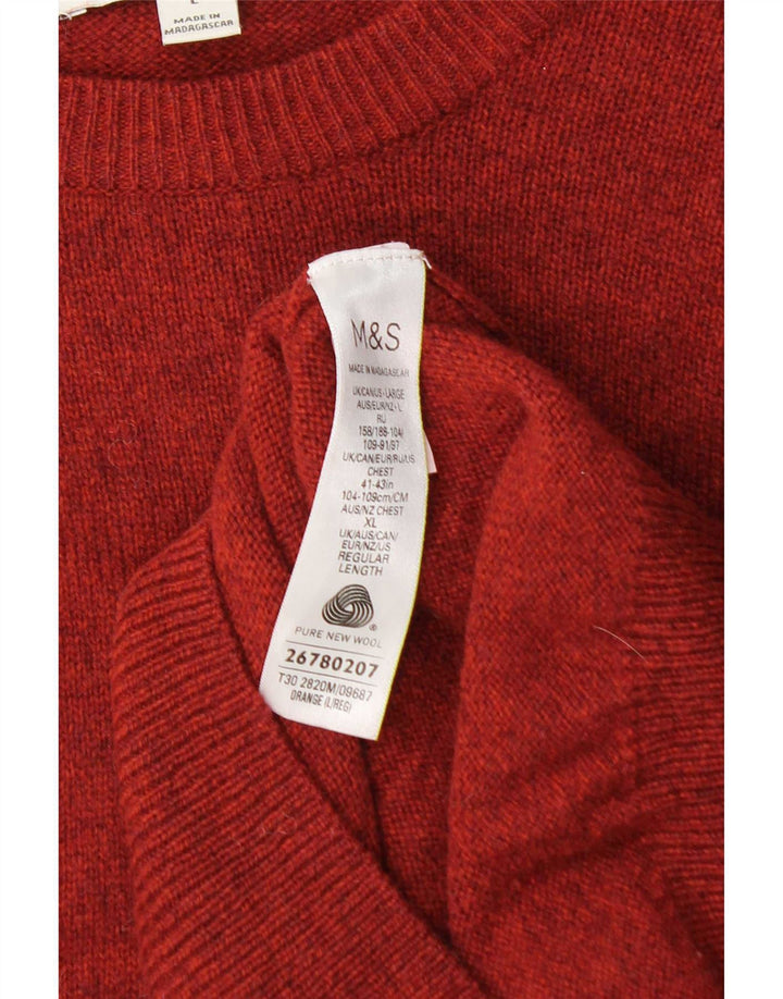 Marks & Spencer Herren-Pullover mit U-Boot-Ausschnitt, große orangefarbene Wolle