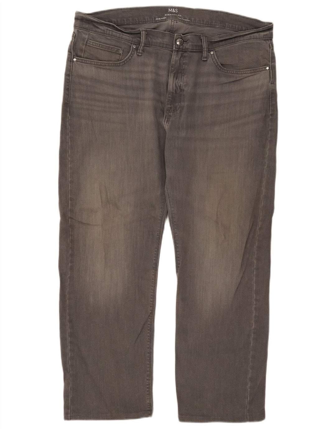 Marks & Spencer Herren Mid Rise Straight Jeans W38 L26 Graue Baumwolle