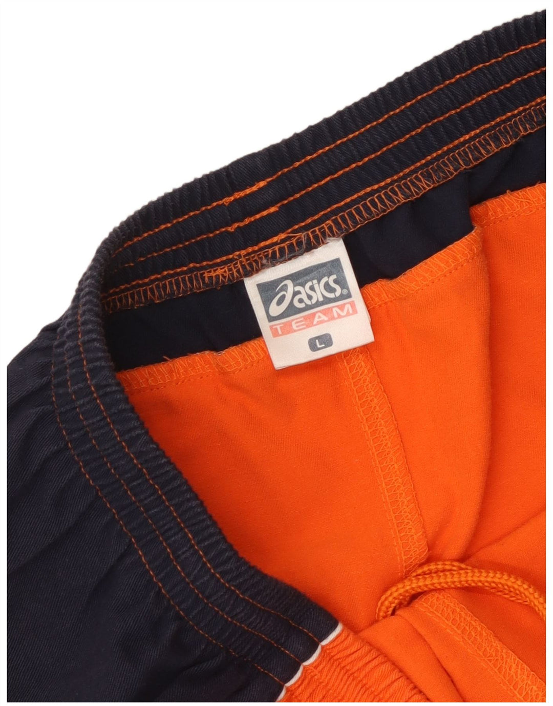 Asics Herren-Sportshorts, groß, orangefarbenes Farbblock-Polyester
