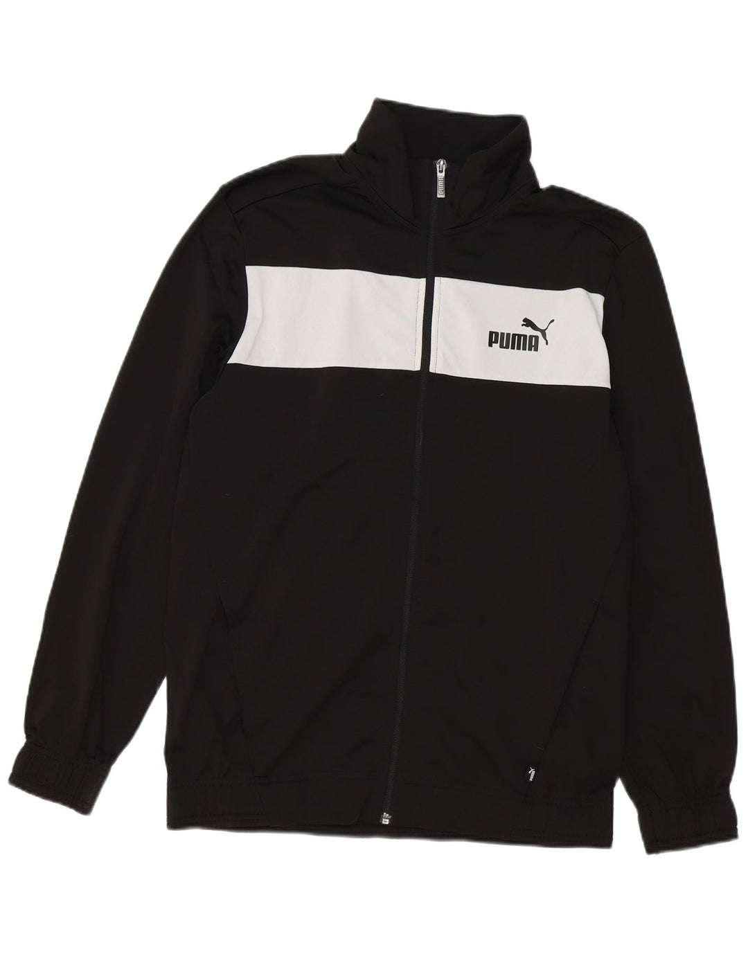 PUMA Mens Tracksuit Top Jacket Medium Black Colourblock Polyester