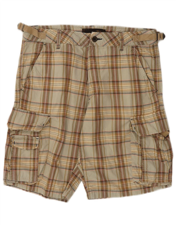 Marlboro Classics Herren-Cargoshorts W31 mittelbeige karierte Baumwolle
