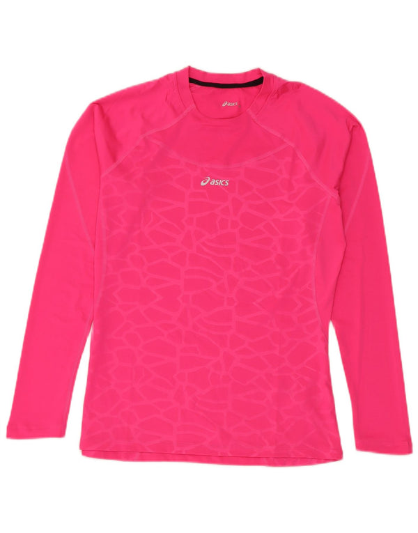 Asics Damen Top Langarm UK 14 Mittelrosa geometrisches Polyester