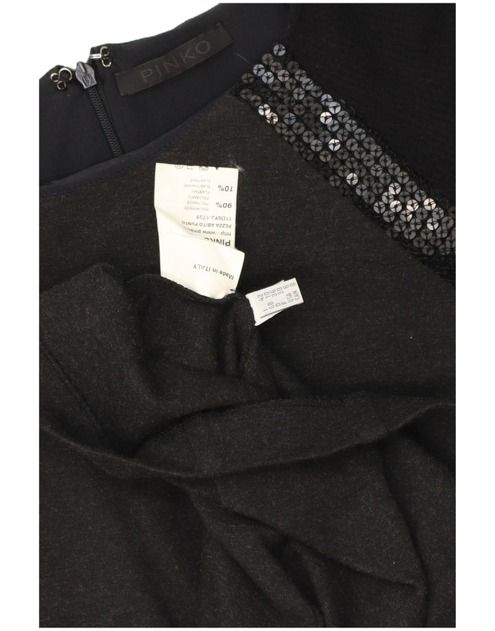 Pinko Damen Langarm-Bodycon-Kleid UK 10 Small Grau Polyester
