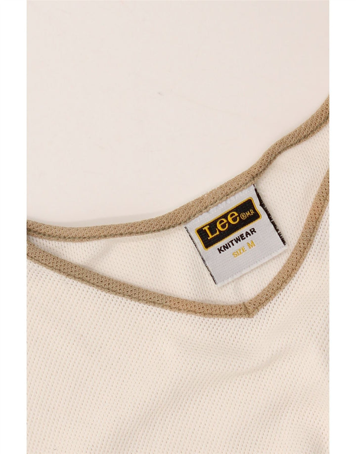 Lee Damen T-Shirt Top UK 14 Mittelweiße Baumwolle