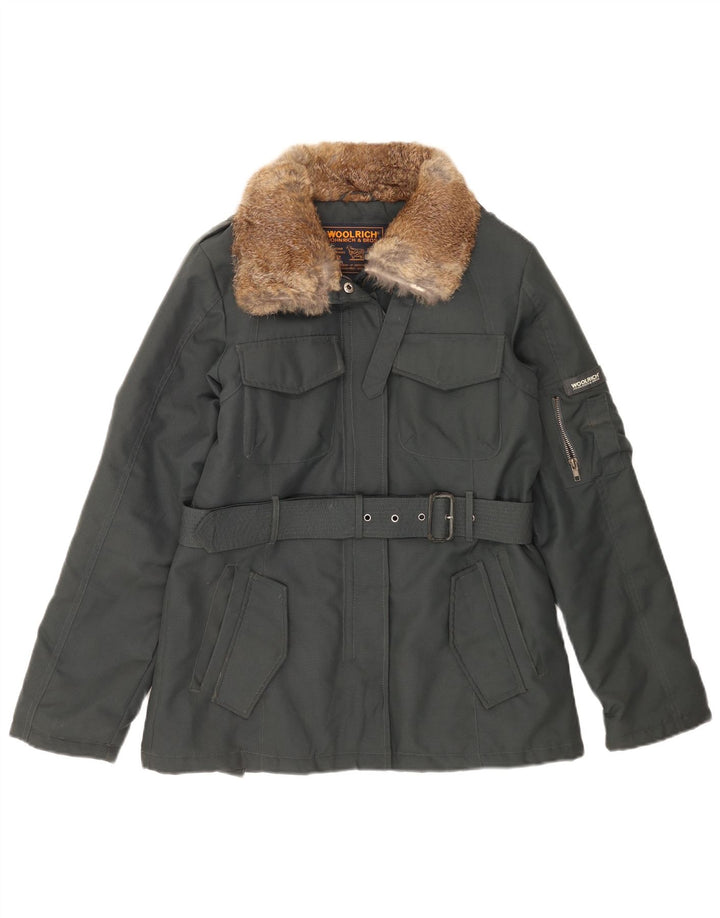 Woolrich Damen Utility-Jacke UK 14 Mittelgraues Nylon