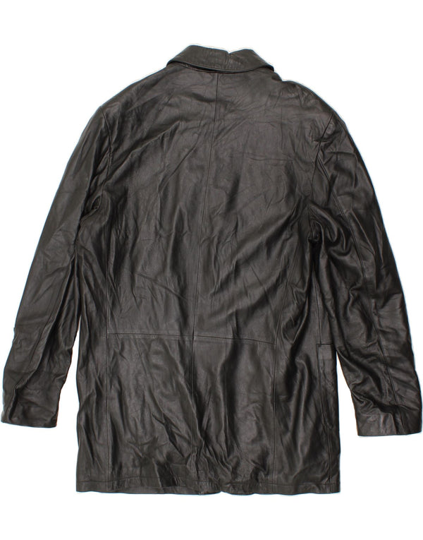 VINTAGE Herren Ledermantel IT 56 3XL Schwarzes Leder