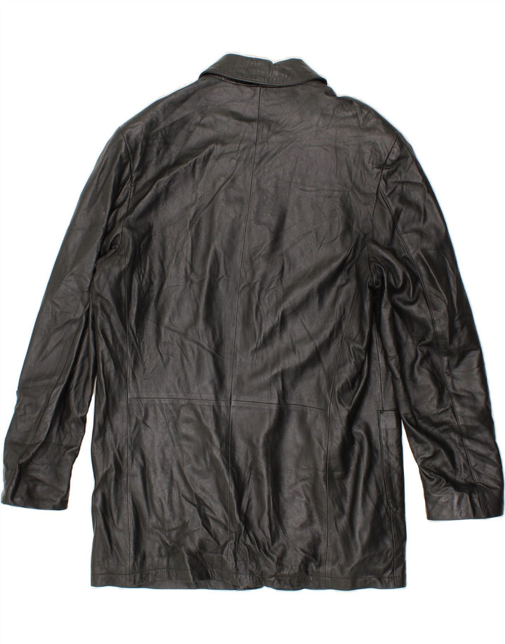 VINTAGE Herren Ledermantel IT 56 3XL Schwarzes Leder