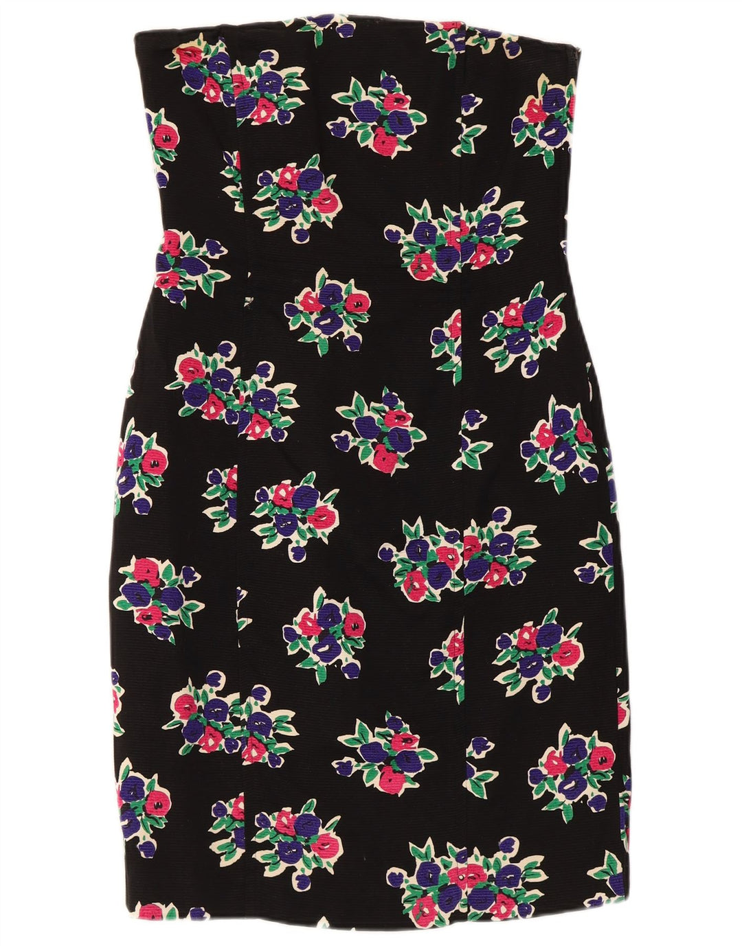 Trägerloses Kleid für Damen von Max Mara, UK-Größe 12, Mittelschwarz, Blumenmuster, Baumwolle