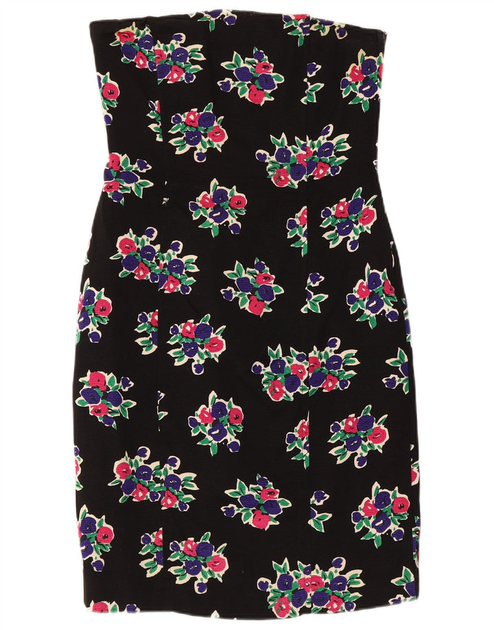 Trägerloses Kleid für Damen von Max Mara, UK-Größe 12, Mittelschwarz, Blumenmuster, Baumwolle