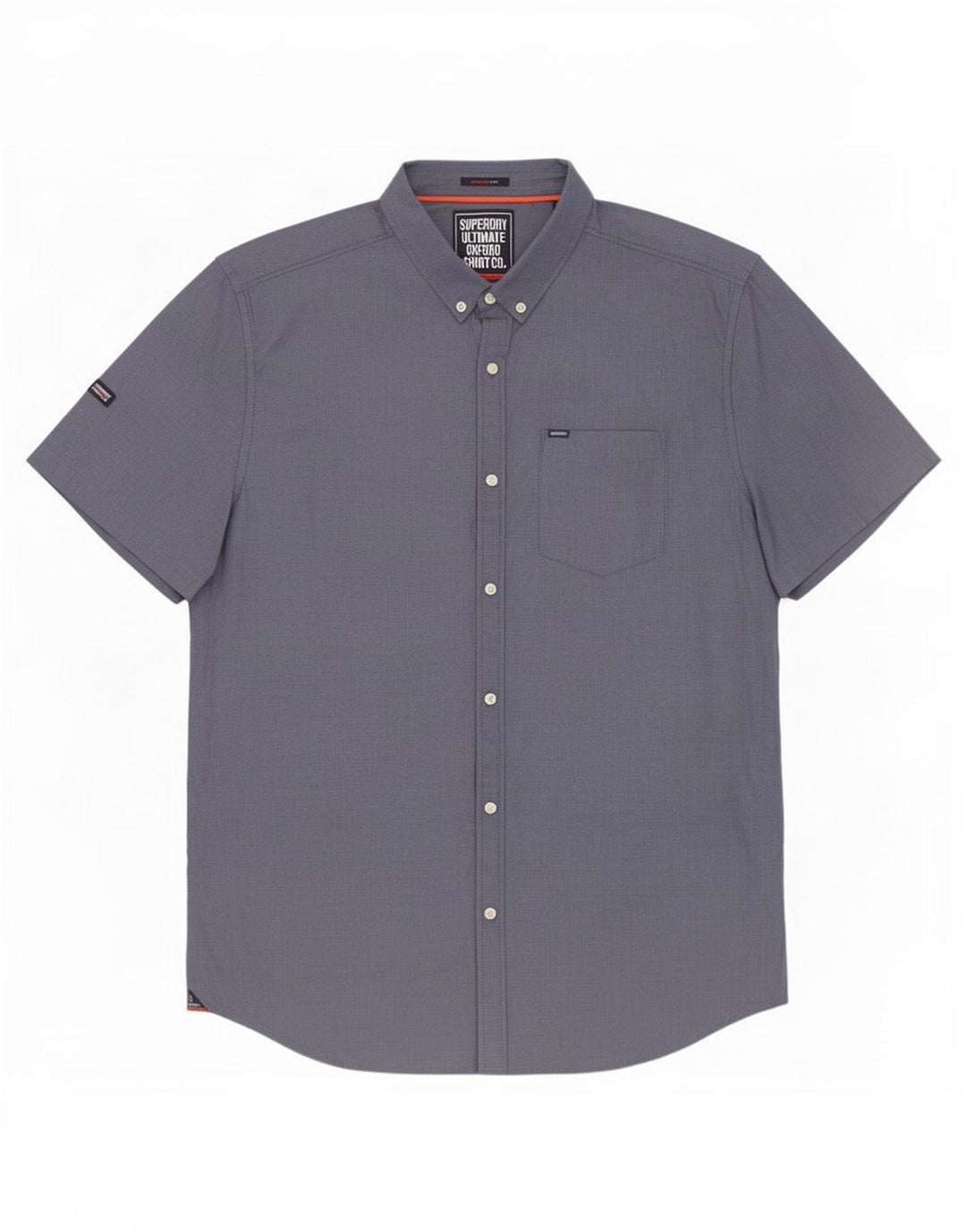 Superdry Herren Kurzarm-Hemd mit regulärer Passform, 2XL, blaue Baumwolle