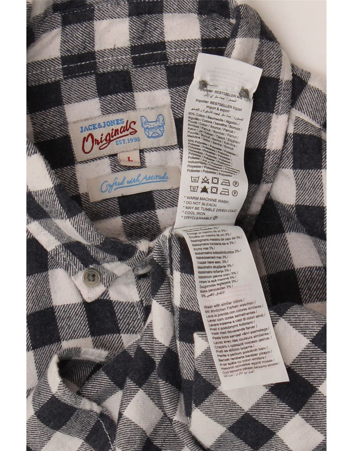 Jack & Jones Herren-Flanellhemd, groß, marineblau, Gingham-Baumwolle