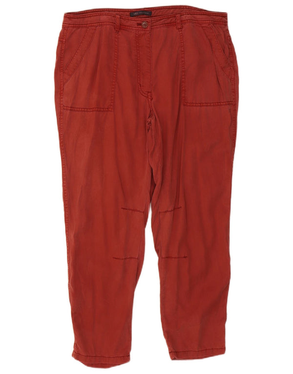 Marks & Spencer Damen Chinohose mit hoher Taille, UK 16, Größe L, W34, L26, Rot