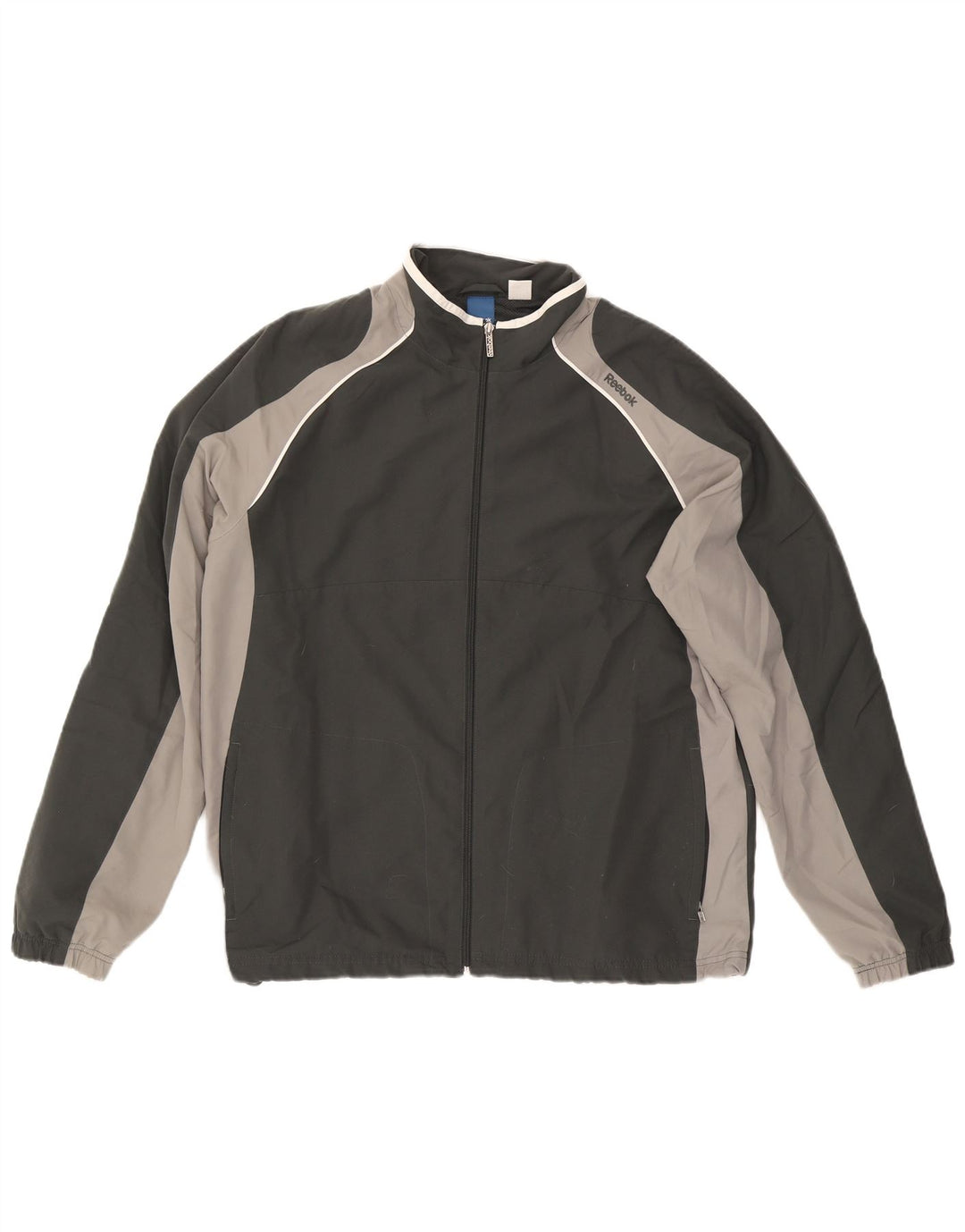Reebok Herren-Trainingsanzug-Top-Jacke, großes schwarzes Farbblock-Polyester