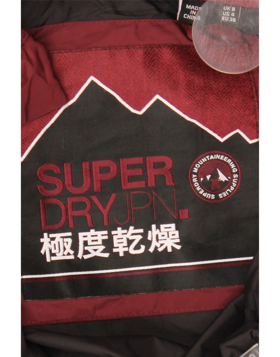 Superdry Wattierte Jacke mit Kapuze für Damen, UK 8, Größe S, Burgunderrot, Polyester