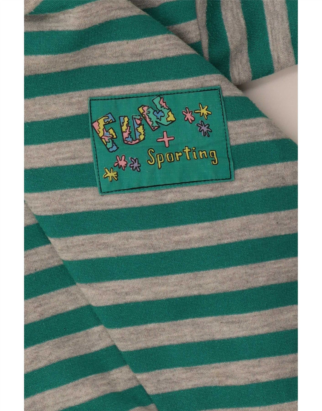 Sportlicher Damen-Sweatshirtpullover mit Reißverschluss am Hals, Größe 44/46, groß, grün gestreift