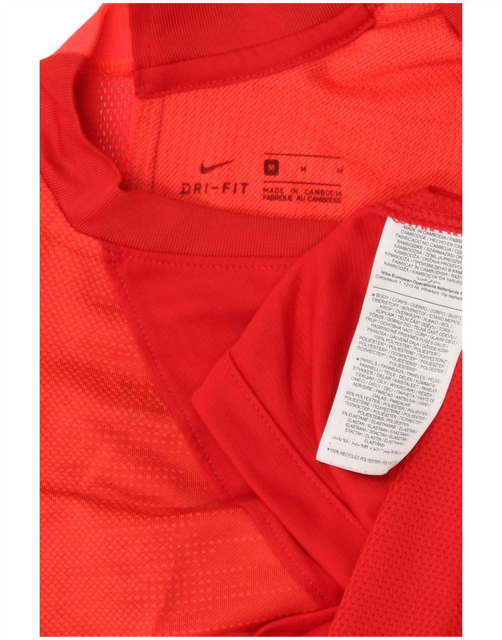 Nike Herren Dri Fit T-Shirt-Oberteil Mittelrotes Farbblock-Polyester