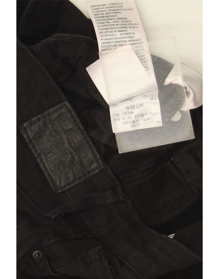Levi's Damen 710 Slim Jeans W30 L34 Schwarze Baumwolle