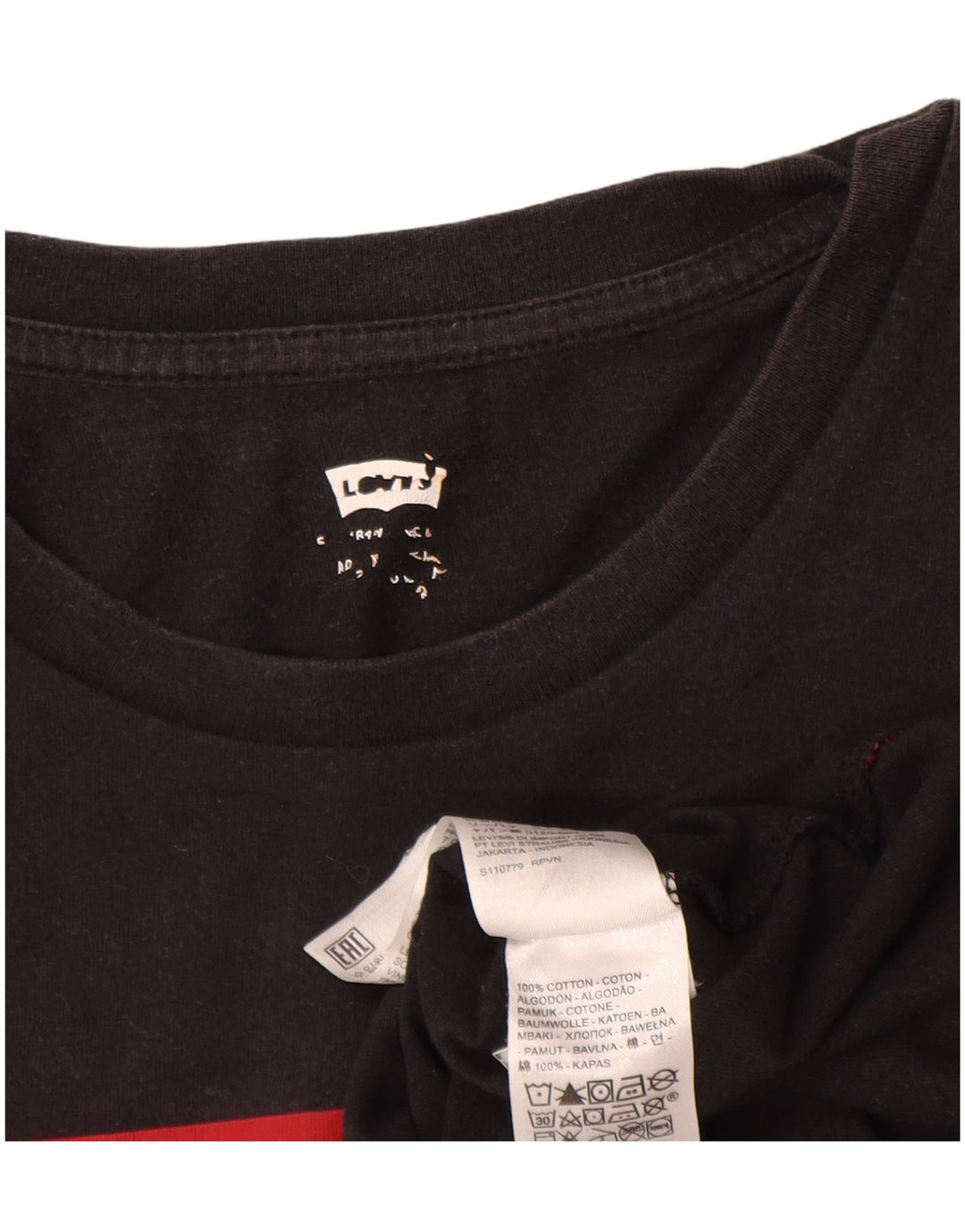 Levi's Herren-T-Shirt mit Grafik, Größe L, aus schwarzer Baumwolle