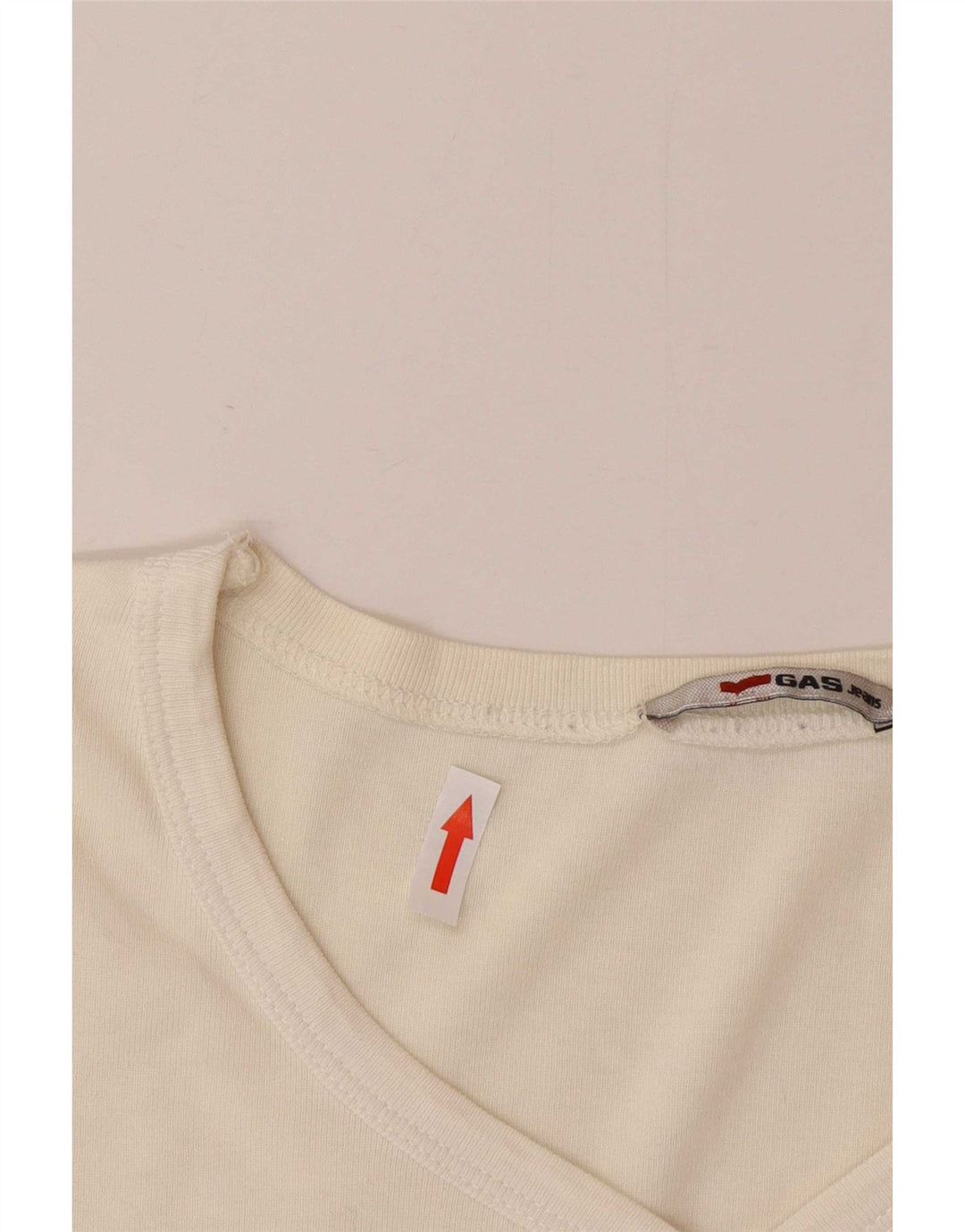 Gas Damen Top Langarm UK 12 Medium Off White Cotton