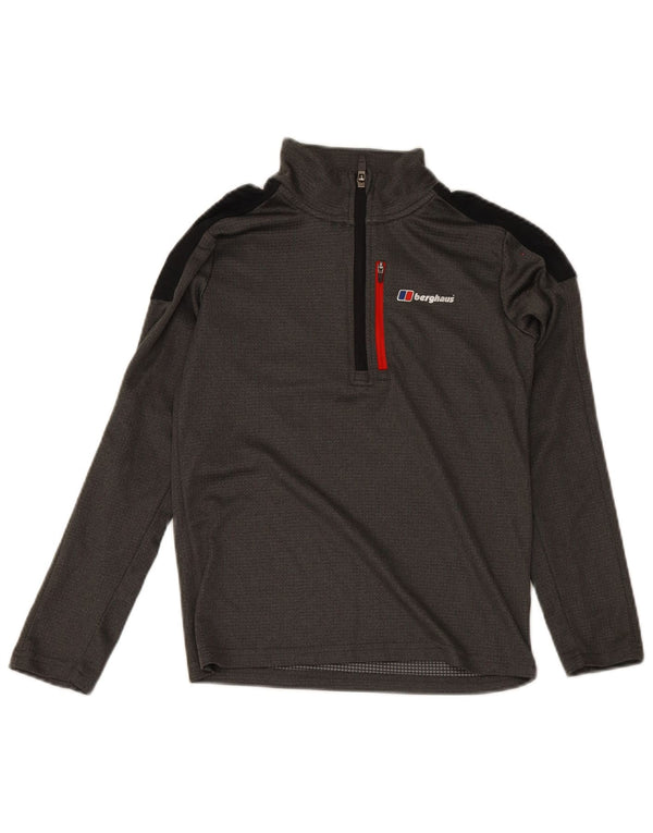 Berghaus Pullover-Trainingsanzugoberteil mit Reißverschluss am Hals für Jungen, 11–12 Jahre, graues Farbblockdesign