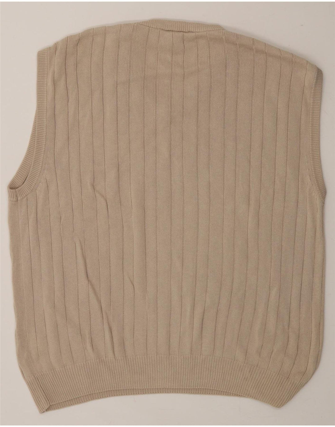 VINTAGE Mens Vest Tank Top Large Beige Cotton Vintage Vintage and Second-Hand Vintage from Messina Hembry 