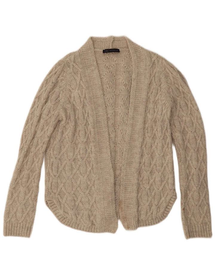 Marks & Spencer Damen Übergroßer offener Cardigan-Pullover UK 12 Mittelbeige