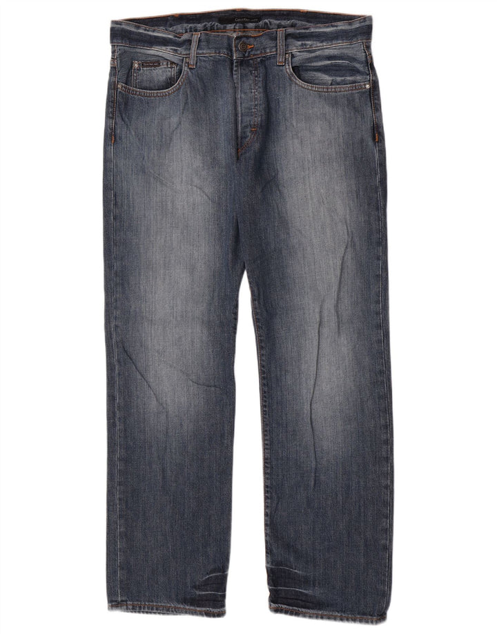 Calvin Klein Herren Straight Jeans W36 L32 Blaue Baumwolle