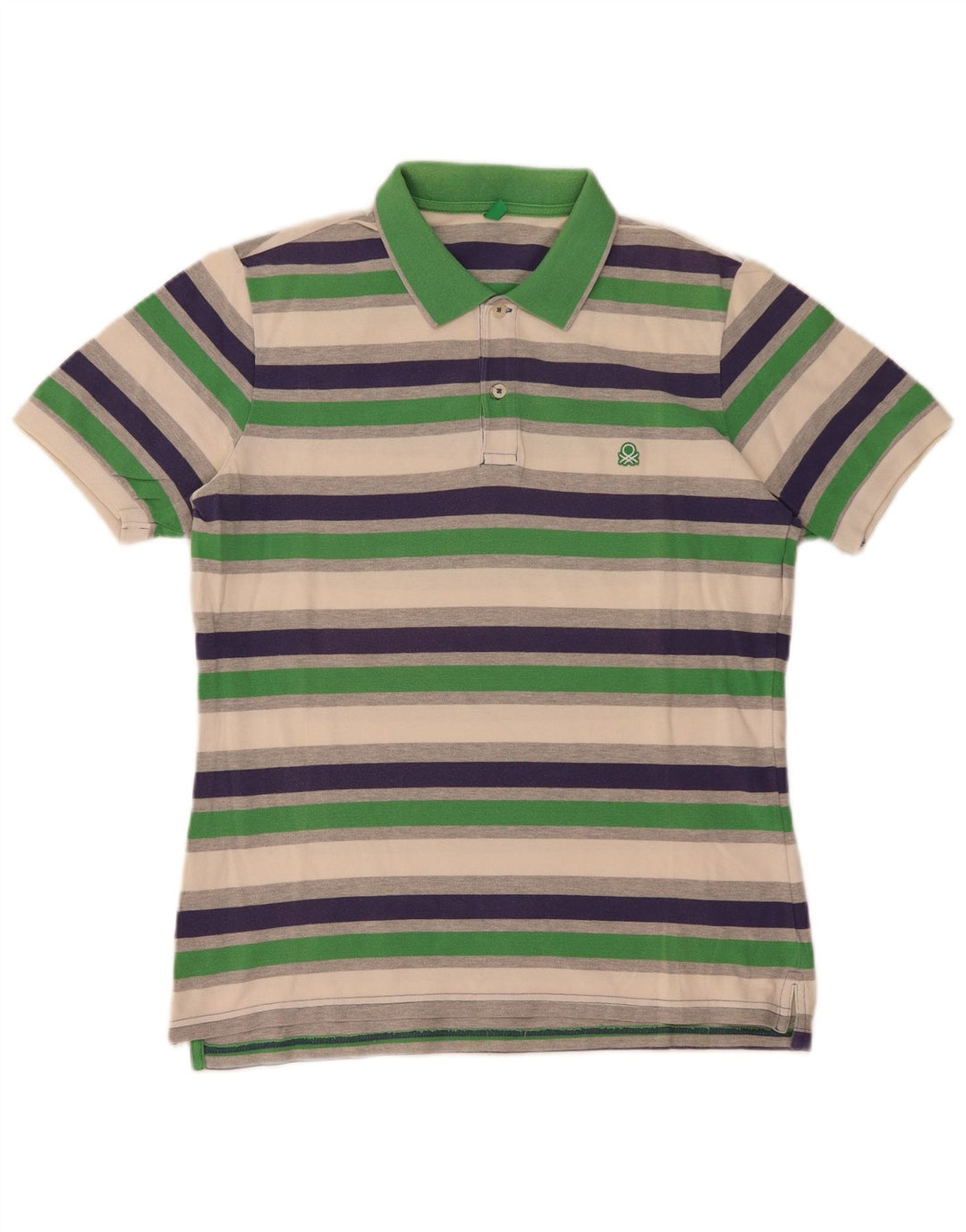 Benetton Herren-Poloshirt, mittelgroß, mehrfarbig, gestreift