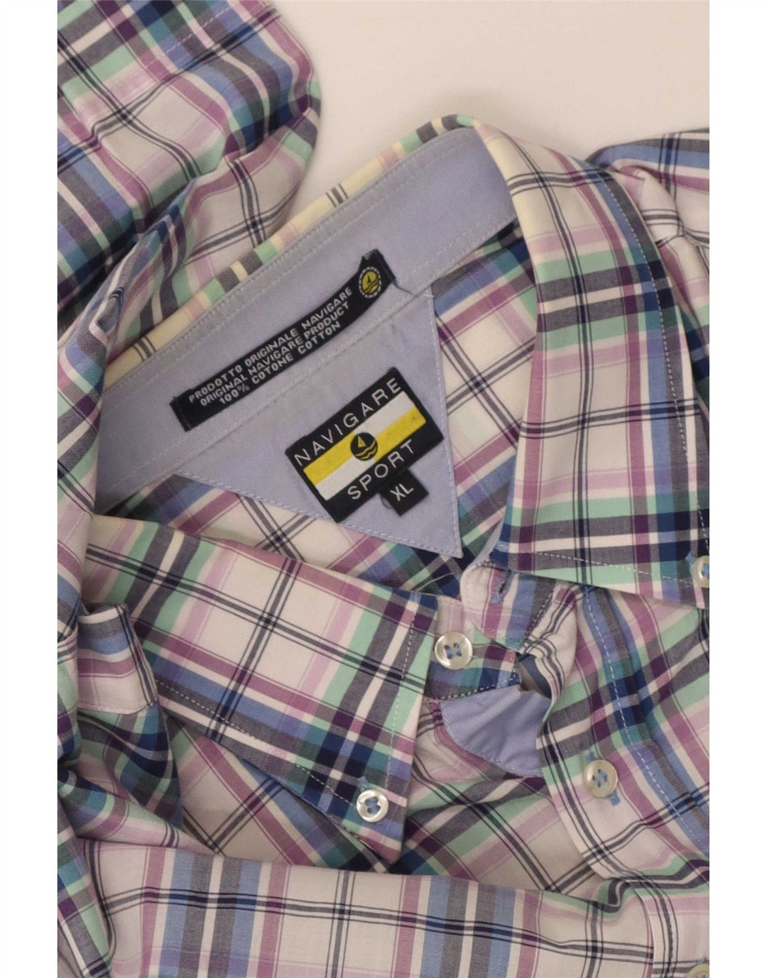 Navigare Herren-Kurzarmhemd XL, mehrfarbig, kariert, Baumwolle