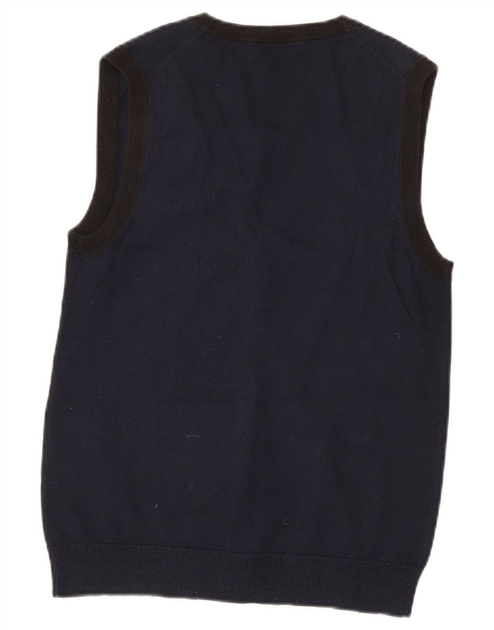 Ärmelloser Herren-Cardigan von Gas aus mittelblauer, marineblauer Baumwolle