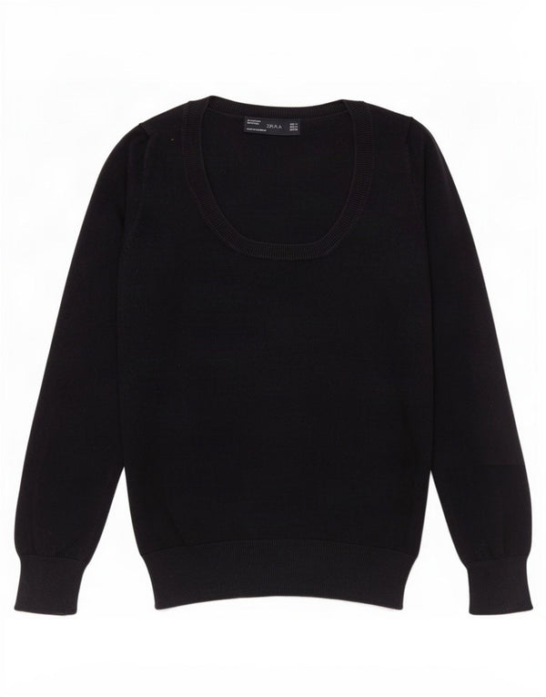 Zara Damen-Pullover mit U-Boot-Ausschnitt, UK 12, mittelmarineblaue Baumwolle