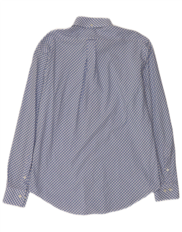 HENRY COTTONS Herrenhemd Größe 40 mittelblaue Gingham-Baumwolle