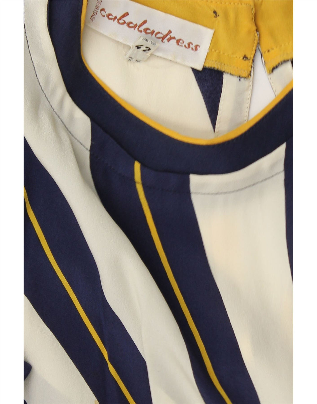 VINTAGE Damen Langarm-A-Linien-Kleid IT 42 Mittelmarineblau gestreift