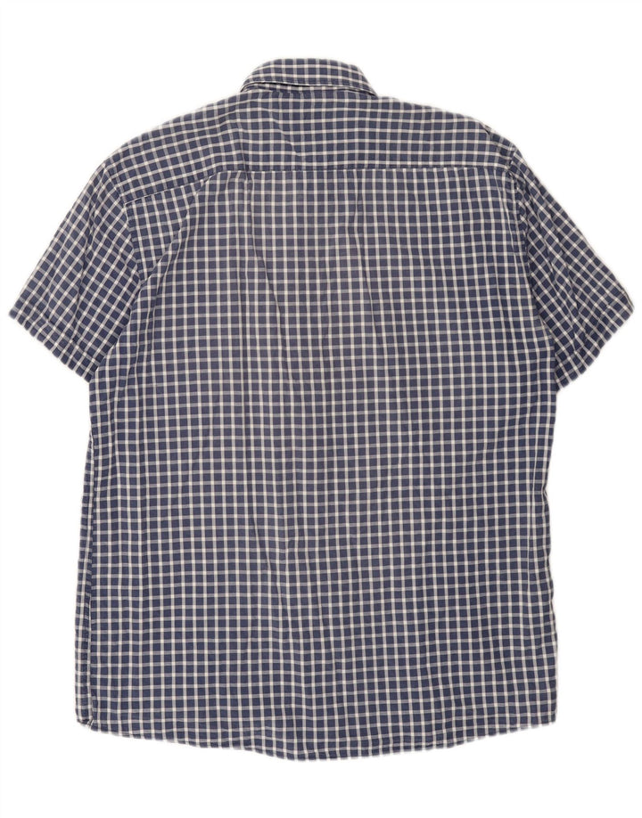 U.S. Polo Assn. Herren-Hemd, normal, kurzärmelig, groß, Marineblau mit Gingham-Karomuster