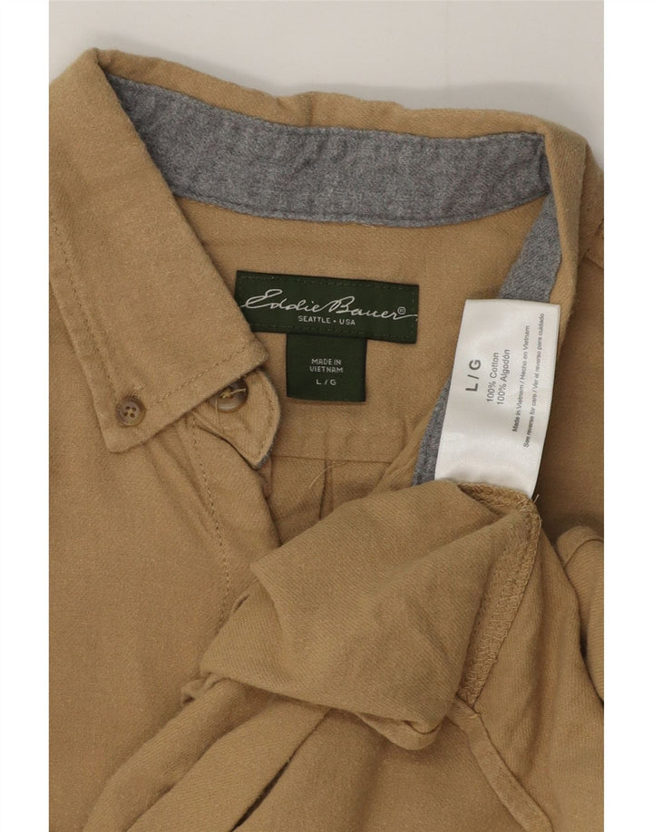 EDDIE BAUER Herrenhemd Große Beige Baumwolle