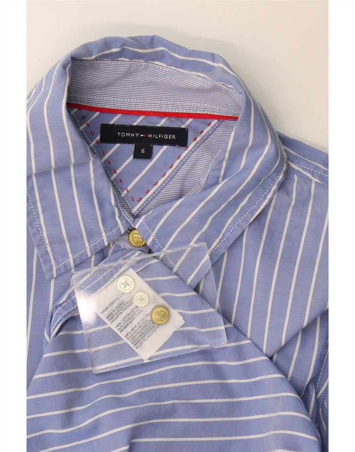 Tommy Hilfiger Damenhemd US 6 Mittelblaue Nadelstreifen-Baumwolle