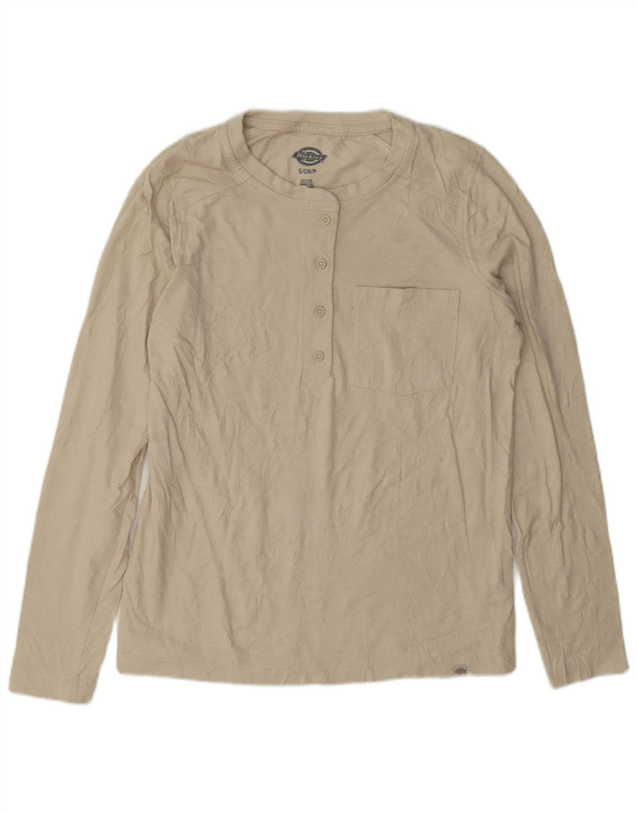 Dickies Damen Top Langarm UK 10 Small Beige Baumwolle