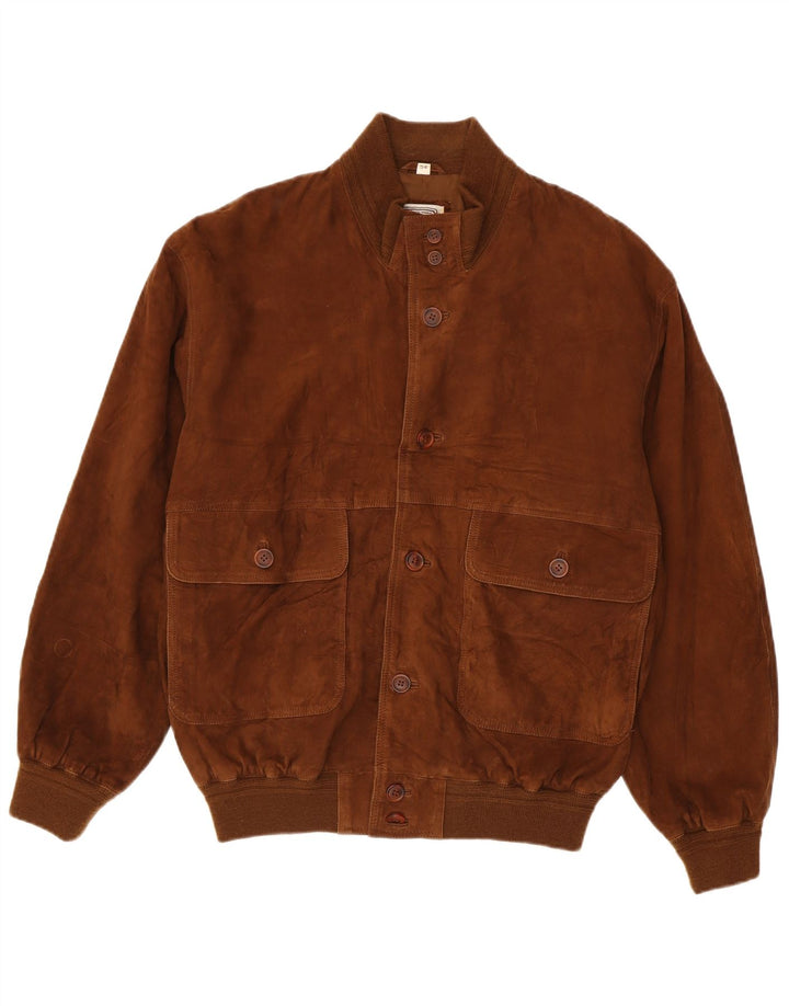 Vintage Herren Wildleder Bomberjacke IT 54 XL Braune Baumwolle