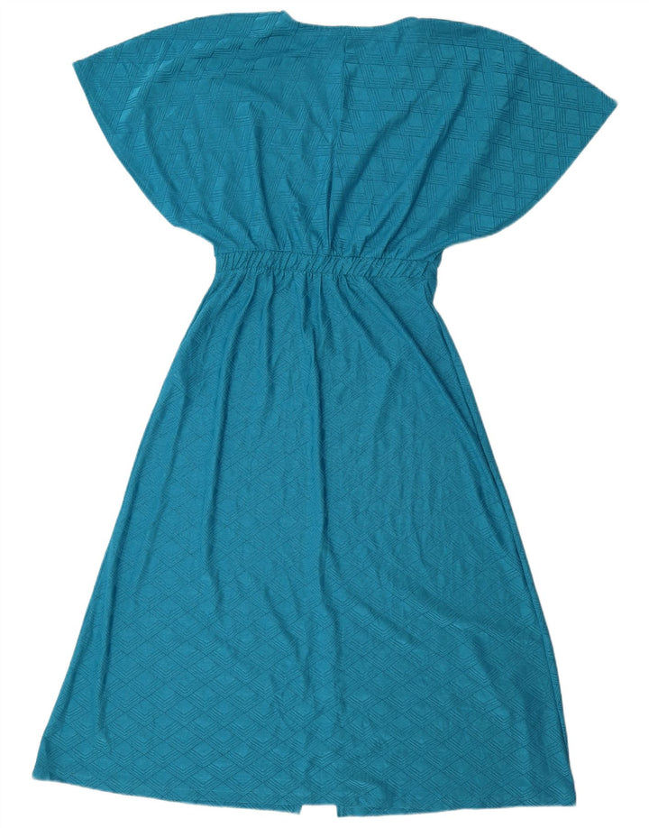 Zara Damen Batwing-A-Linien-Kleid UK 12 Mittelblaues geometrisches Polyester