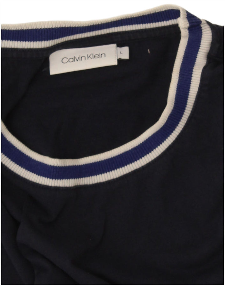 Calvin Klein Herren T-Shirt Top Large Marineblau gestreift