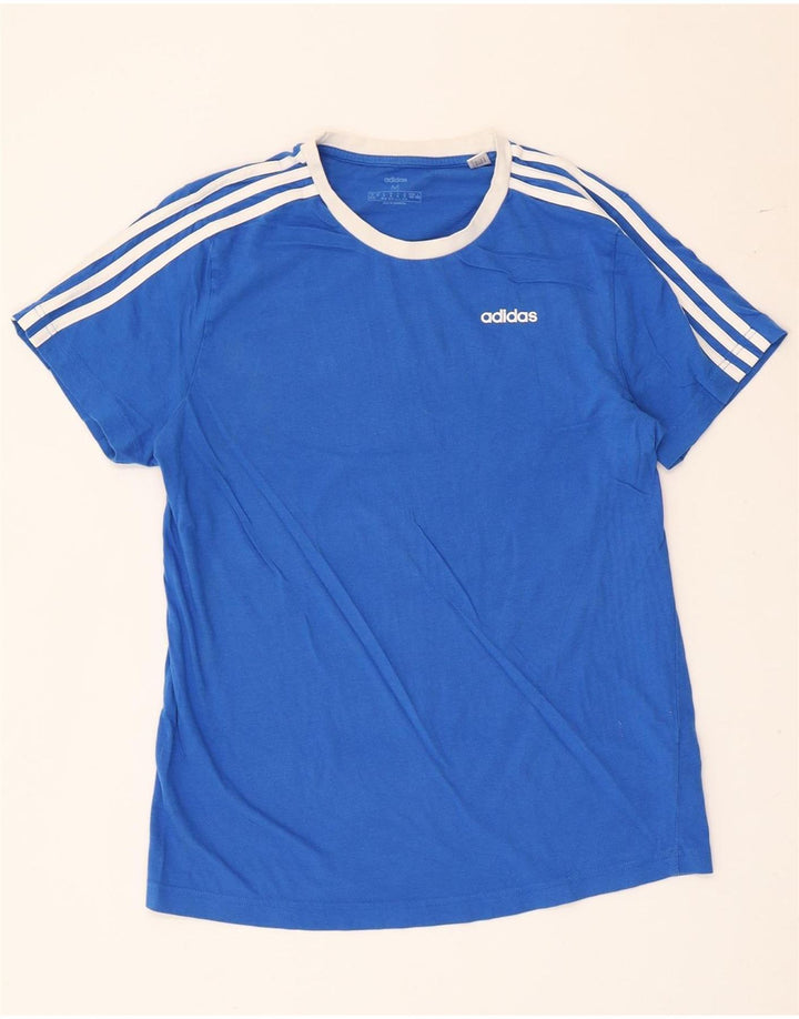 Adidas Damen T-Shirt Top UK 12/14 Mittelblaue Baumwolle