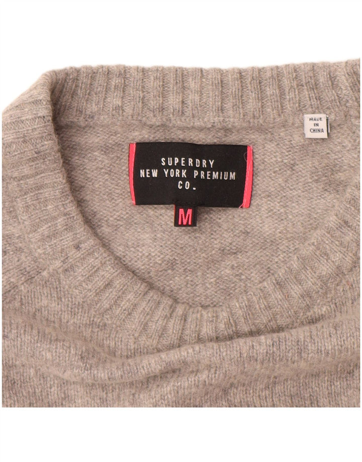 Superdry Damen-Pullover mit U-Boot-Ausschnitt, UK 14, mittelgraues Nylon